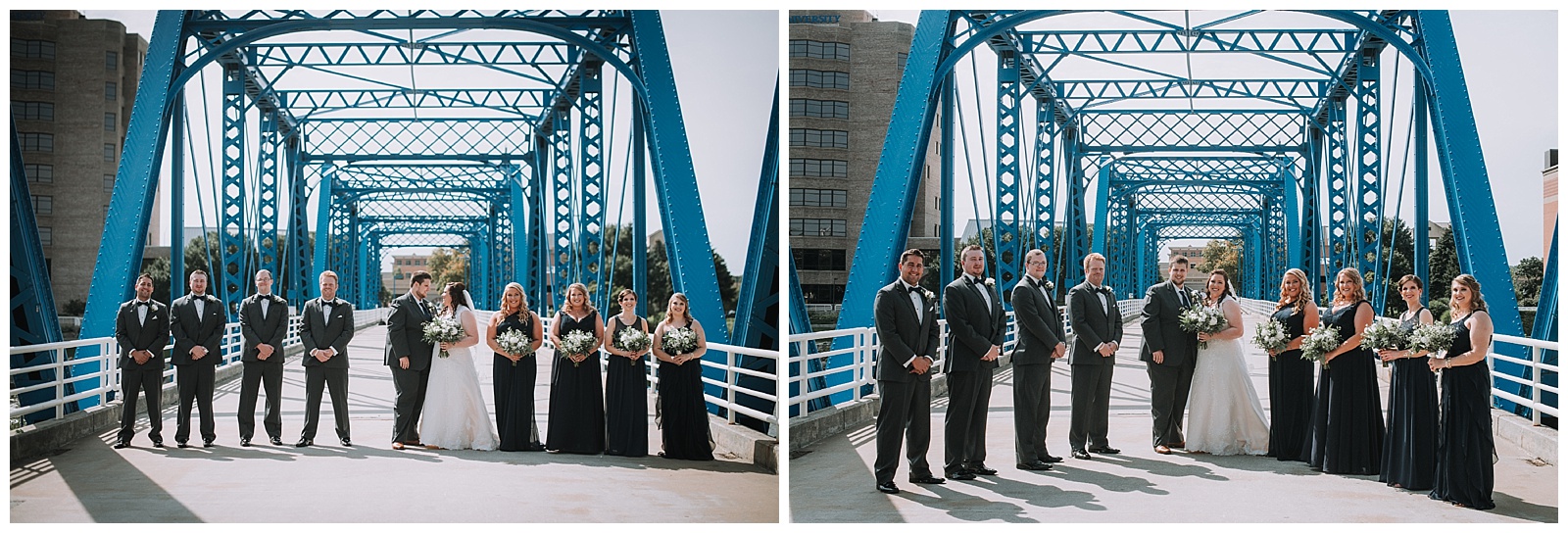 Bride and Groom at Blue Bridge in Grand Rapids