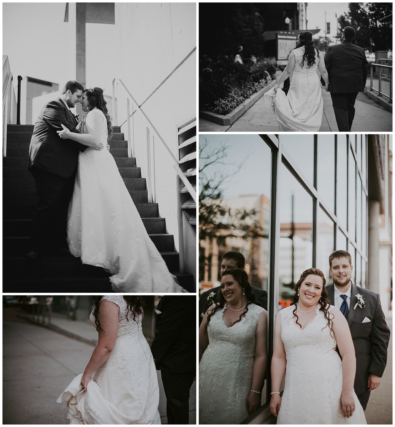 Bride and Groom walking around Downtown Grand Rapids