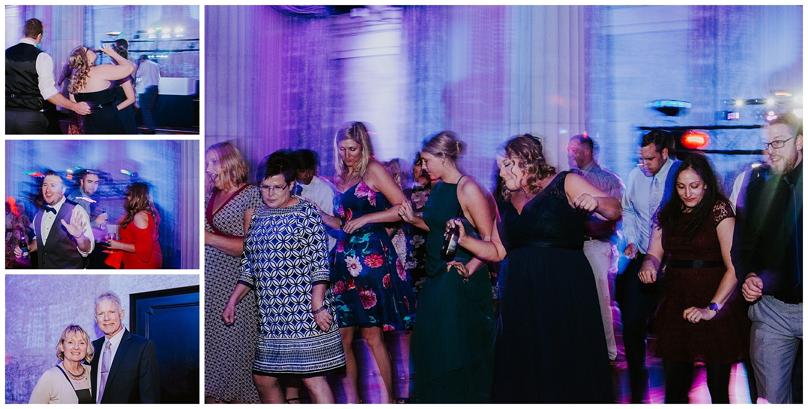 Dancing to music from DJ at Downtown Grand Rapids Wedding