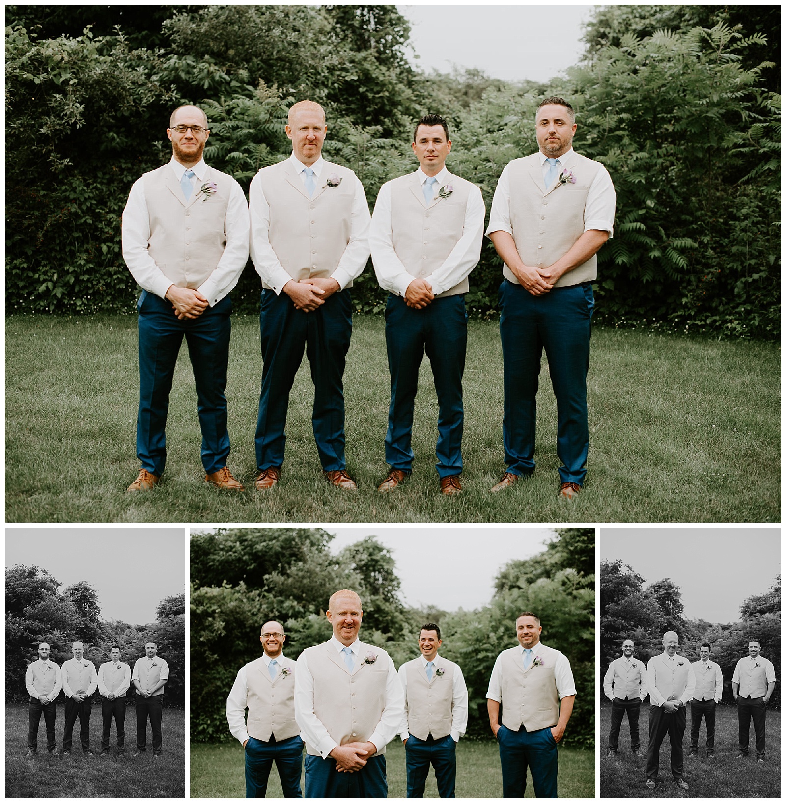 navy blue and tan suits for men and groom for michigan summer wedding