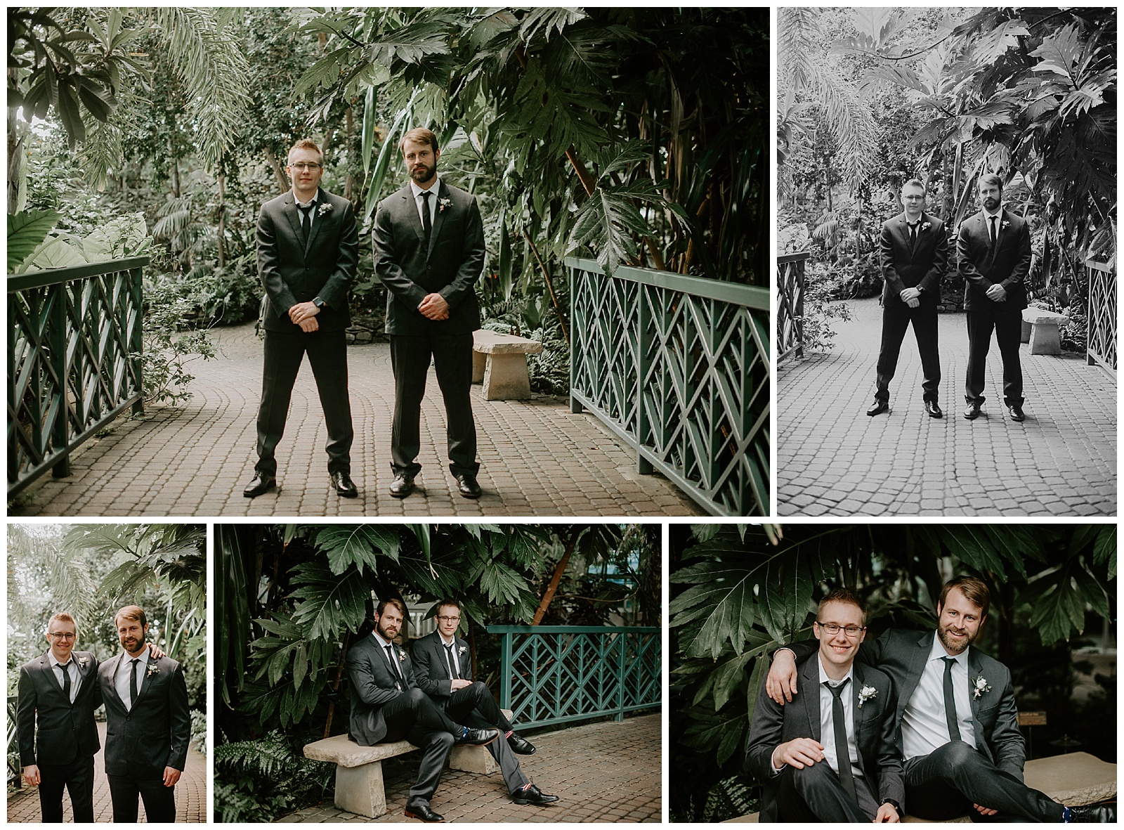 Groom and Groomsman at Meijer Gardens during an elopement