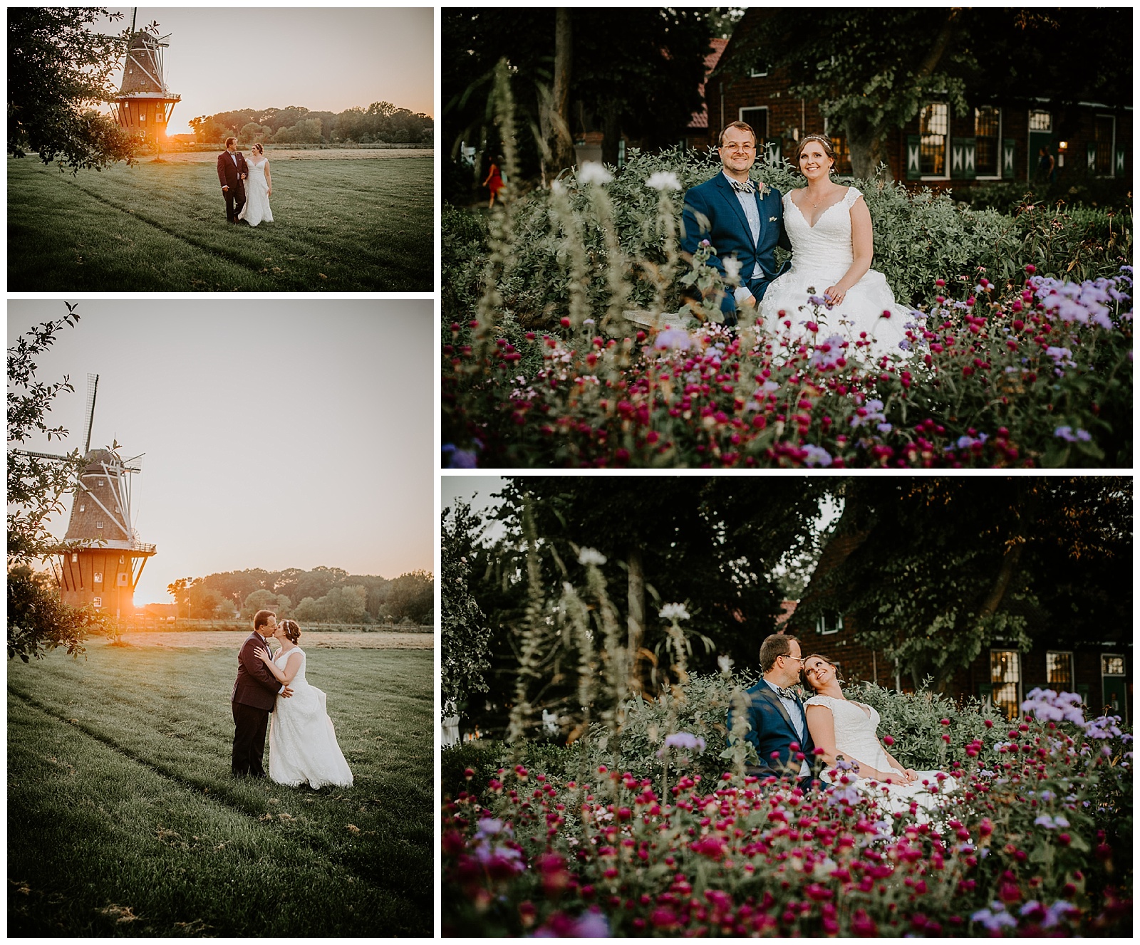 Summer wedding photography at Windmill Island and Gardens in Holland Michigan Grand Rapids Wedding Photographers Near Me