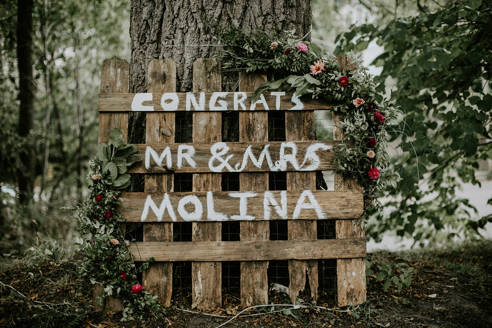 Wooden wedding sign. Outdoor wedding. intimate wedding photography. michigan photographer. 