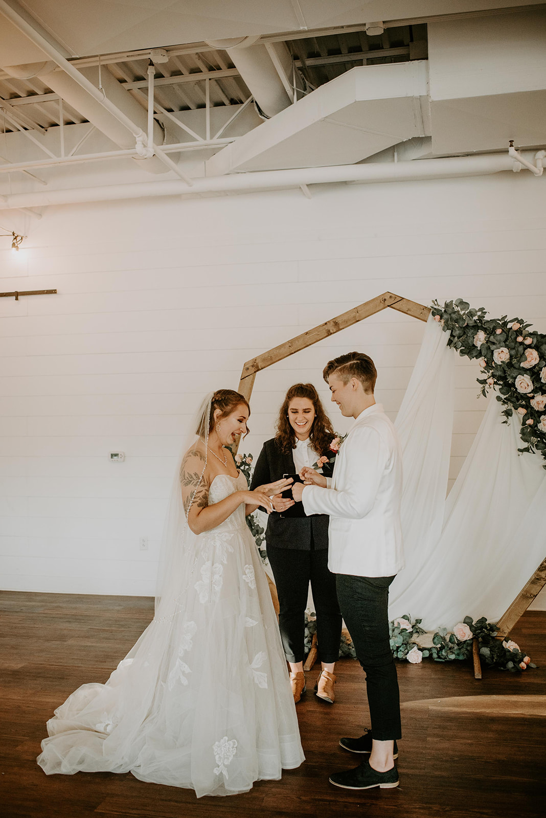 LGBTQ wedding, Bash 828, Indiana Wedding Venue, Carmel IN, Wedding ceremony, Indiana Brides, Michigan brides, floral wedding arch