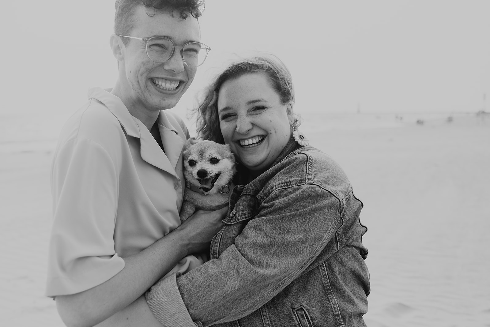 dog at the beach, engagement session, beach session, Michigan, Grand Haven City Beach