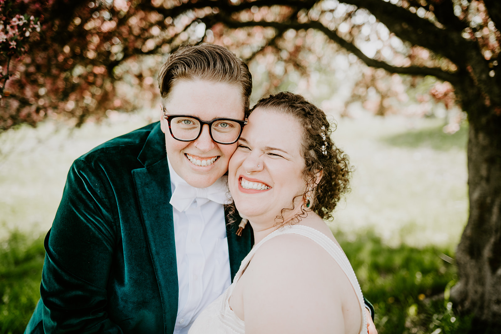 LGBTQ affirming wedding photographer Grand Rapids Backyard wedding elopement Two brides Butch bride Queer Elopement
