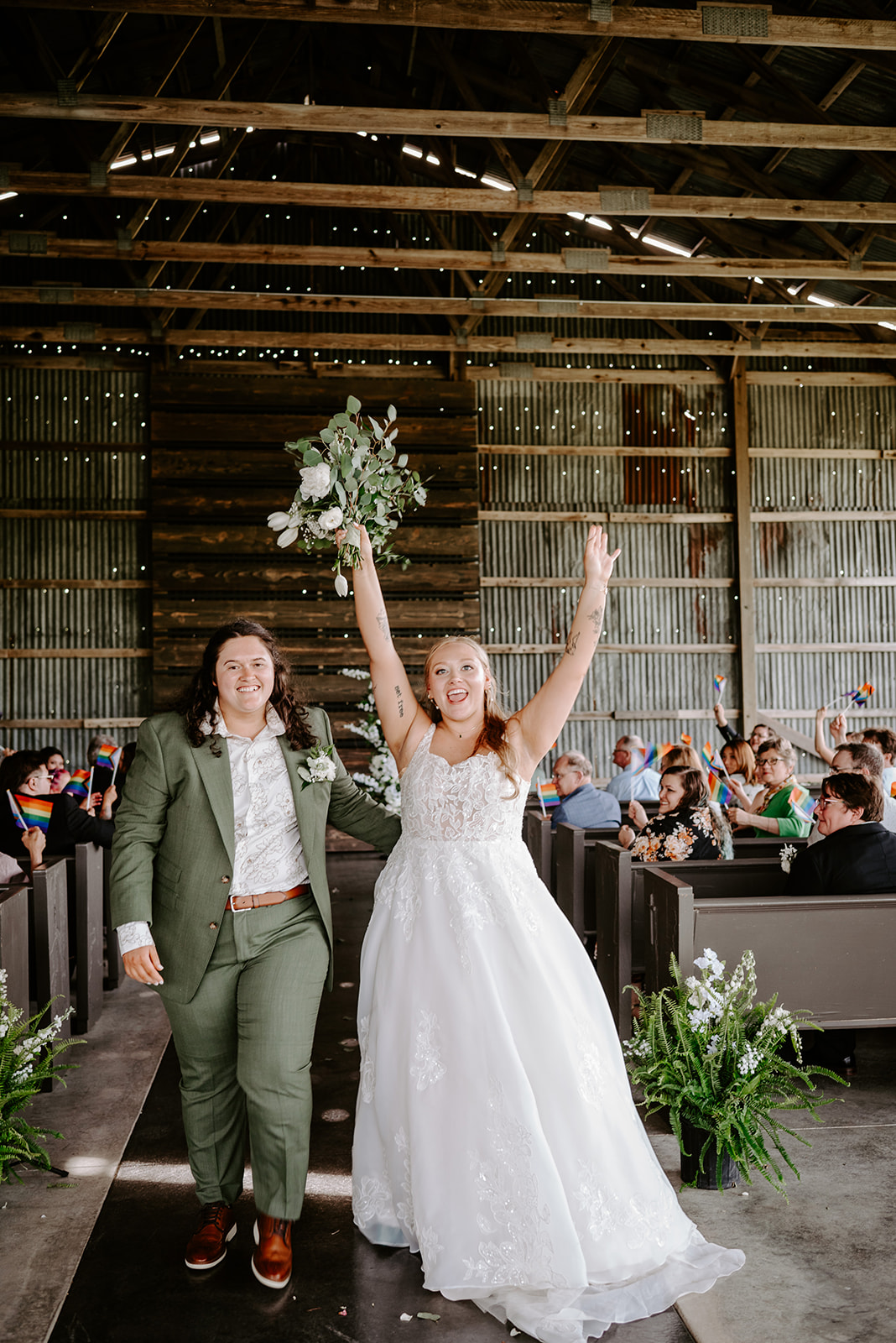 michigan spring DIY lesbian wedding at black sheep shelter ceremony photo