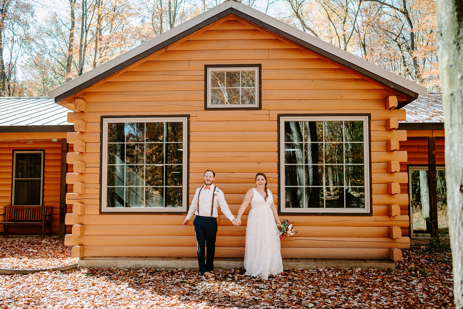 wedding portrait  fall wedding at camp merrie woode by grand rapids wedding photographer Liv Lyszyk Photography
